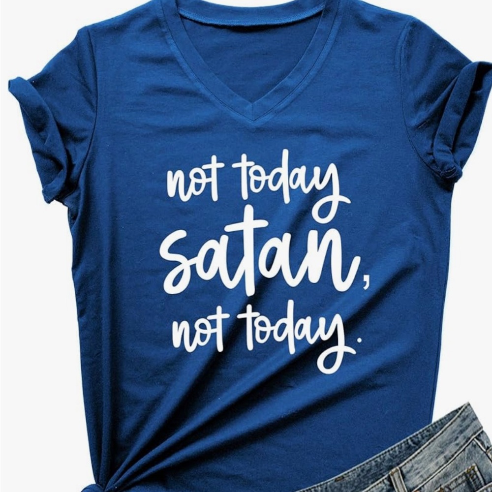 Blue Graphic V-Neck Women's Top